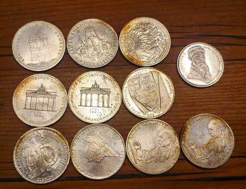 10x 5 dm silbermünze - +,